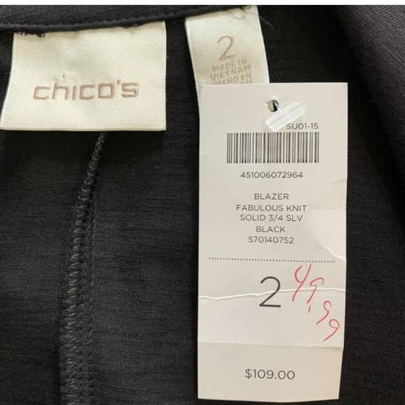 Chico's Women’s Large Black Fabulous Knit Blazer Cardigan Jacket - Picture 7 of 7